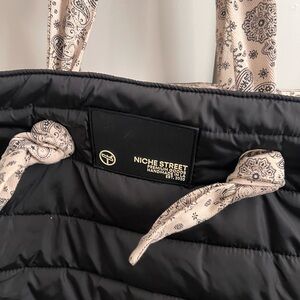Quilted Black and Cream Tote Bag